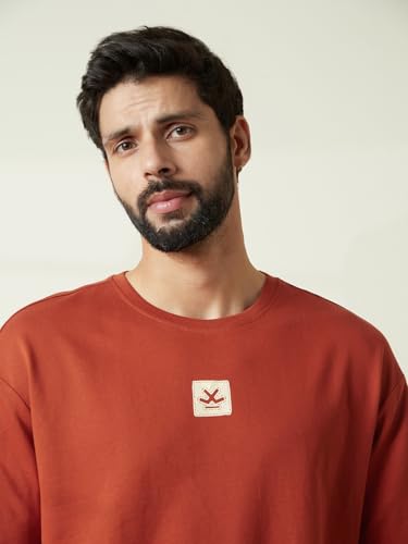 Image of WROGN Men's 100% Cotton T-Shirt | Back Graphic Print | Oversized Fit