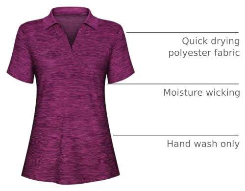 Image of Cucuchy Womens V Neck Golf Polo Shirts Moisture Wicking Sports Workout Tops