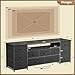 Huuger Large TV Stand for 65, 70 Inch TV, 11 Drawer Long Dresser with Power Outlets and LED Lights, Entertainment Center with Storage, Black Dresser with PU Leather Surface, 13