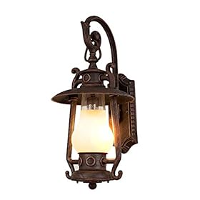 GZBtech Rustic Lantern Wall Sconce Outdoor, Vintage Oil Rubbed Bronze Exterior Large Sconce Light, 110V Waterproof… 41vvbU1aFnL. SS280