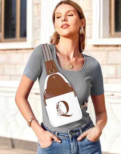 Image of Lizznoe Personalized Crossbody Bag for Women Leather Sling Bags with Initial Letter Chest Bag for Travel, Gift for Mom Wife