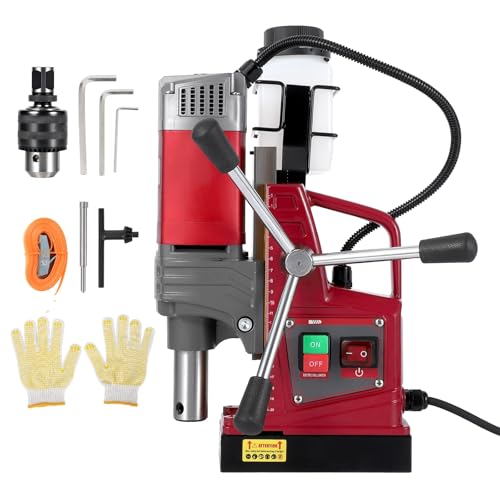Mag Drill Press, 1450w Portable Magnetic Drill Press with 1.57" Boring Diameter, 820 RPM, 2922 Lbf/13000n Power Mag Force Electric Drilling Machine for Industrial Home Improvement Metal Surface