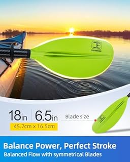 OCEANBROAD Adjustable Carbon Fiber Kayak Paddle 86in/220cm to 94in/240cm Kayaking Oar with Paddle Leash 1 Paddle, Green