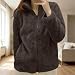 Fleecejacke Damen mit Reißverschluss Ohne Kapuze Warme Teddyjacke Langarm