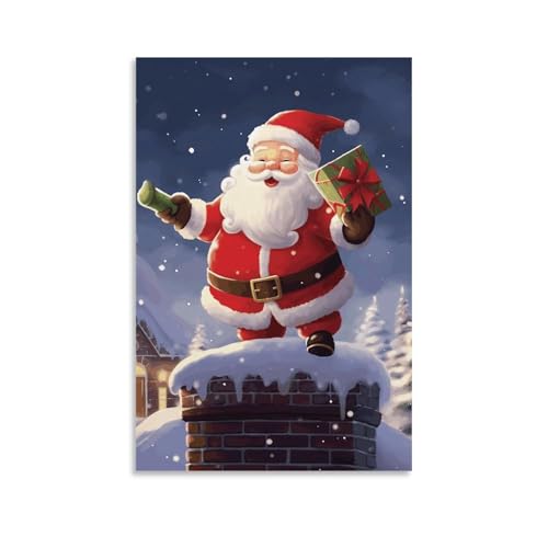 Toile murale à suspendre Père Noël pour sublimer la décoration esthétique du salon