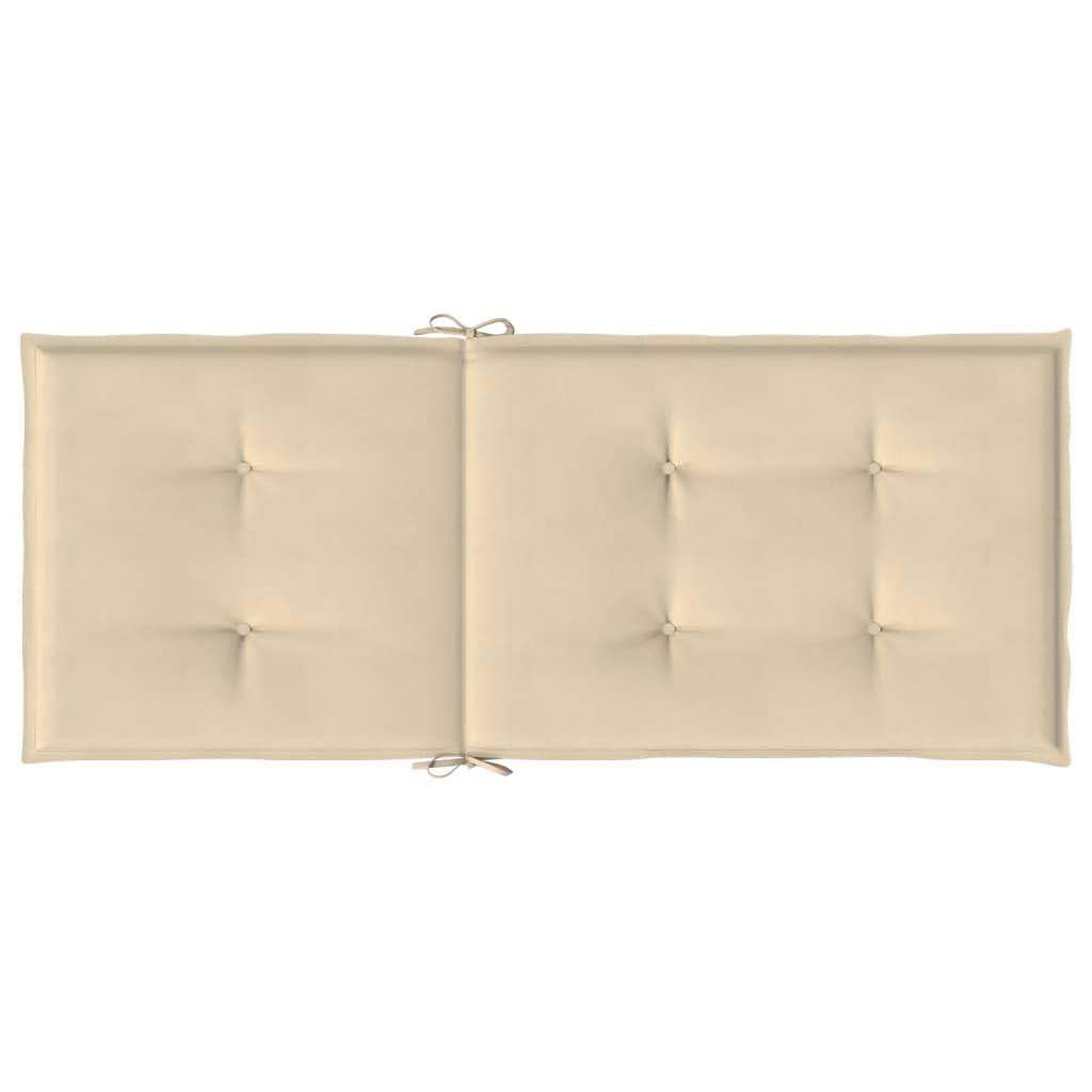 4er Set Gartenstuhlauflagen für Hochlehner Beige 120 x 50 cm, Bequeme Hochlehner-Auflagen mit Schaumstoff-Füllung, Stuhlkissen für Gartenstühle und Hochlehner-Stühle