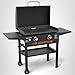 BLACKSTONE 1883 Original 28” Griddle with Integrated Protective Hood and Counter Height Side Shelves, Powder Coated Steel, Black