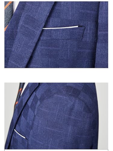 Mens Plaid Checked Suit Slim Fit Blazer Pants & Vest 3 Pieces Set Casual Vintage Tuxedo Suit for Men Wedding Party3