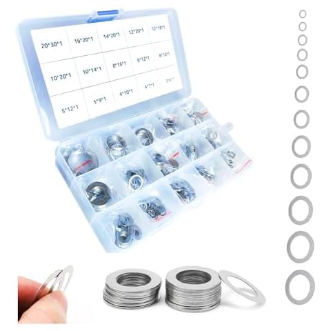 320pcs Flat Washer Assortment Kit, 15 Different Sizes Shim Washers M3~M20, Thick = 1mm, 304 Stainless Steel Thin Gasket for Bolt Screws(Thick 1mm Kit) Cover