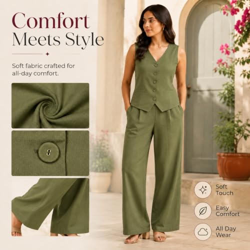Image of Women Cotton Blend Western Co-Ord Set | Stylish Top & Pant Set for Women | Dress For Womens | Casual High Waist Solid Pant Outfit