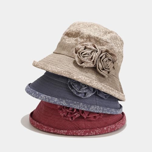Sombrero tipo bucket de algodón y lino para mujer miniatura 4