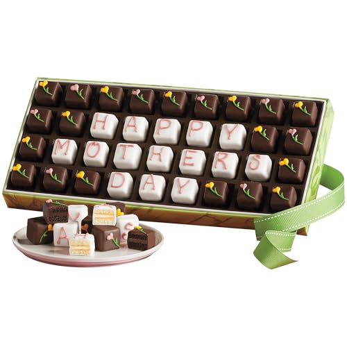 The Swiss Colony Happy Mother's Day Petits Fours - A Decadent Cake Assortment Featuring Petits Fours Cakes, Chocolate Layers, and Gourmet Treats Perfect for Mother's Day Gifts and Presents for Her, Box of 36