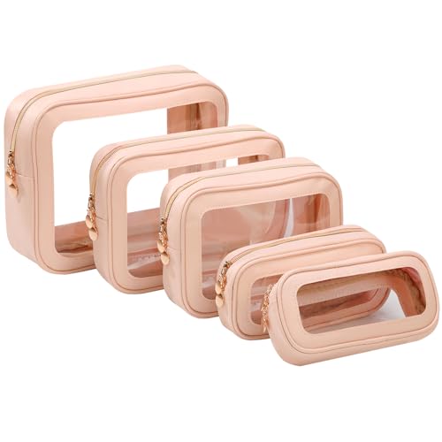 Image of 5PCS Diaper Bag Organizer Pouch Set,Clear Organizer Bags,TSA Approved Toiletry Bag,Clear Waterproof Cosmetic Bags with Zipper,Purse Organizer Pouches,Travel Organizer Bags for Woman and Kids