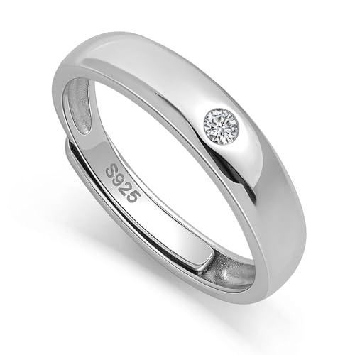 Meissa Alianza Anillos de Pareja Ajustables Plata de Ley 925 Anillo de Compromiso para Él y Ella Regalo San Valentín Cumpleaños Navidad, Hombres 4,5mm