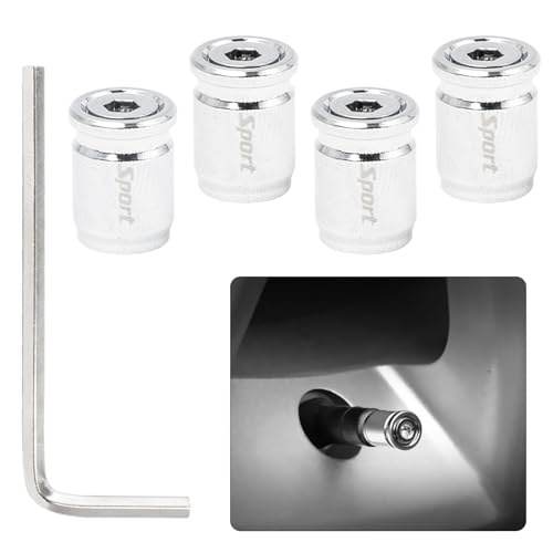 Neikafan 4 Piezas Tapones Rueda Coche Tapones Valvula Coche Antirrobo Tapones Ruedas Coche Aluminio Tapas de Válvula Universales con Llave para Automóviles,SUV,Camiones,Motocicletas