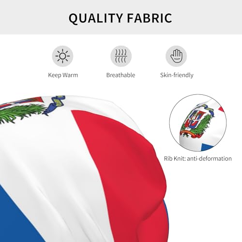 Flag of The Dominican Republic Children Hip Hop Knitted Hat Kids Elastic Leisure Knit Cap Warm Sleep Beanies Black3