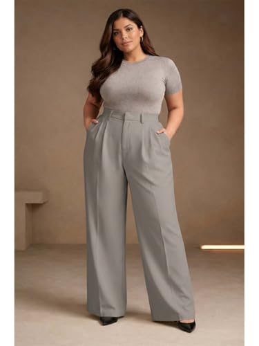 Image of KOTTY Plus Size Women's High Waist Comfortable Straight Fit Formal Pants
