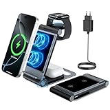 3 in 1 Ladestation für Apple Watch und iPhone Faltbares für iPhone 17 16 15 14 13 12 11 Series, für Apple Watch Ultra SE 11 10 9 8 7 6 5 4 3 2, für AirPods Pro 3 2 mit 18W Netzteil