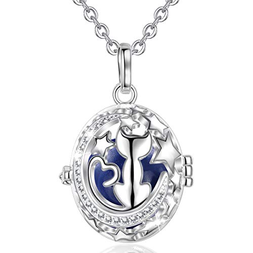 AEONSLOVE Llamador de Angeles Embarazada, Colgantes Mujer Gato Colgante Carillón Música Cadena Collar Música Timbre Bell Bola Mujeres Joyas Niñas, Damas, Profesor, Madres y Hermanas