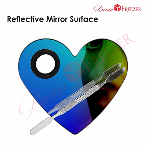 Image of Brain Freezer Shiny Makeup Palette With Stainless Steel Round Shape Spatula, 100 g (Heart Rainbow)
