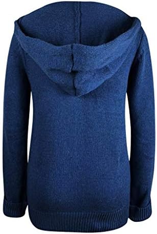 Gebreid vest voor dames, gezellig gebreid vest met capuchon voor dames, met zakken, casual pullover-stijl, groen, L