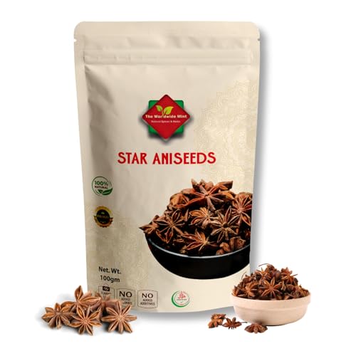 Star Anise (Badiyan) Whole Star Anise 100g - Premium Quality Natural Vegan Non-GMO - No Additives & No Preservatives