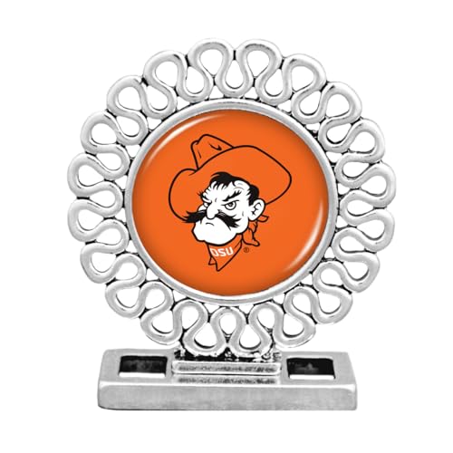 From the Heart Oklahoma State Cowboys Elegant Round Shaped Ornate Desk Decor, 2 in X 2.875 inches, Silver Officially Licensed OSU