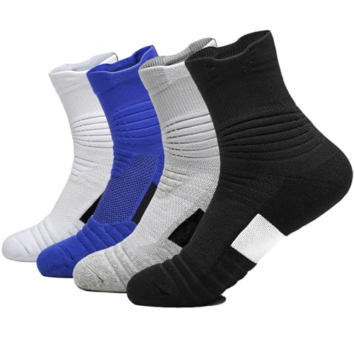Image of 3 Pack Compression Basketball Socks Performance Cushioned Athletic Crew Sports Running Cycling Sock