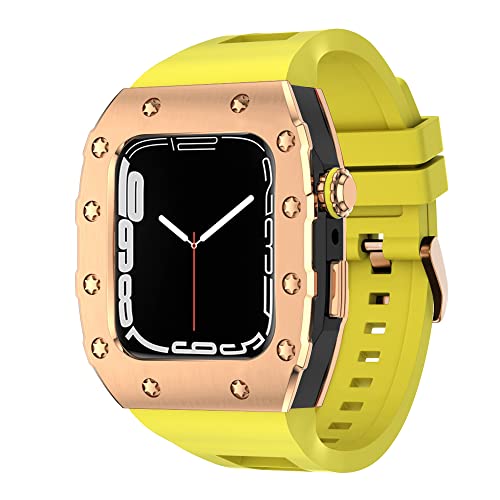 Evita arañazos en Apple Watch 7 con esta correa de goma y caja de metal INFRI de 45mm