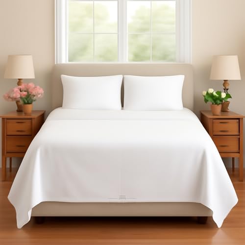 Sleeper Sofa 4 Piece Bed Sheet Set Premium Quality 100% Cotton 500 Thread Count, Smooth & Super Soft Sateen Weave, Extra Soft Bed Sheets, Wrinkle Free, 6 Inch Deep Pocket (Queen, White)