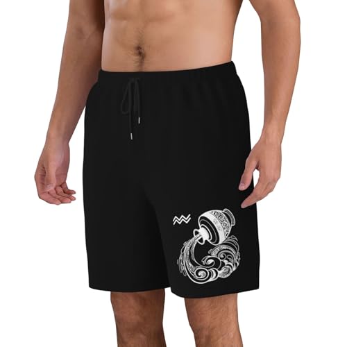 Zodiac Sign Aquarius Mens Swim Trunks Quick Dry Board Shorts 7" - Hawaii Beach Swimwear2