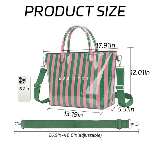 Image of GISMTR Large PVC Tote Bag for Women Letters Print Handbags Kraft Paper Shoulder Bag for Work Travel