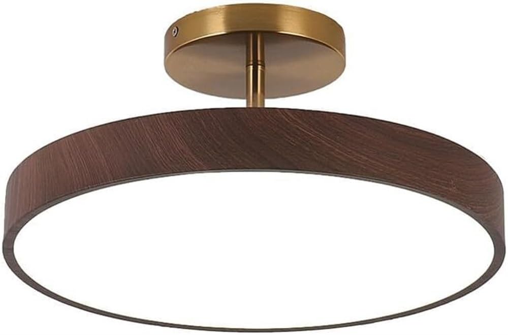 Lámpara de techo LED nogal redonda de estilo nórdico y acrílico