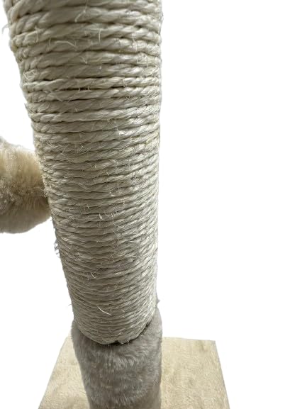 Pets Crew 48cm Cat Scratching Post with Sisal Pole, Plush Base, Pom-Poms, Biege, 48 cm - Image 4