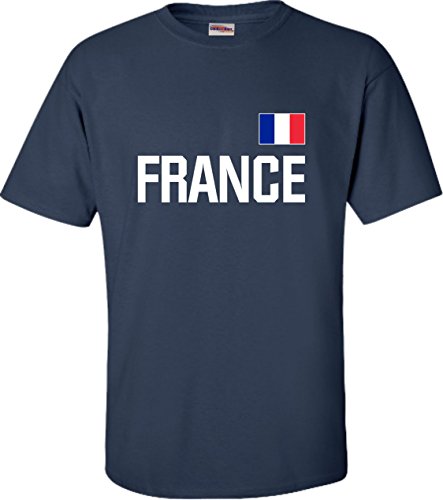Go All Out XXX-Large Navy Blue Adult France Football Soccer Jersey Style T-Shirt