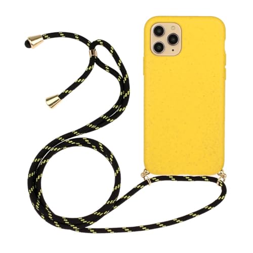 Coque iPhone 15 Pro Max antichoc avec cordon jaune anti-chute