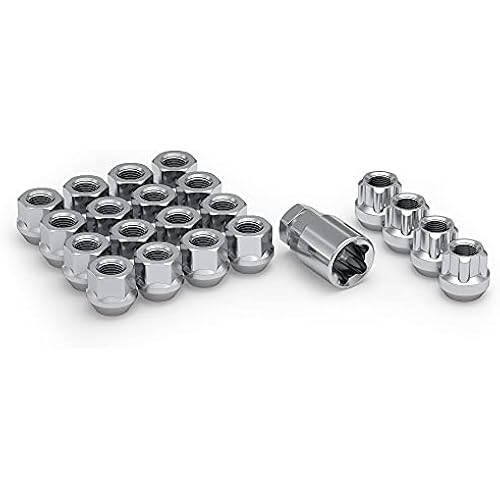 White Knight 791304-1SAM Chrome 1/2"-20 Open End Bulge Acorn Lug Nut Kit with Wheel Locks (Random Key Pattern) - 20 Pack