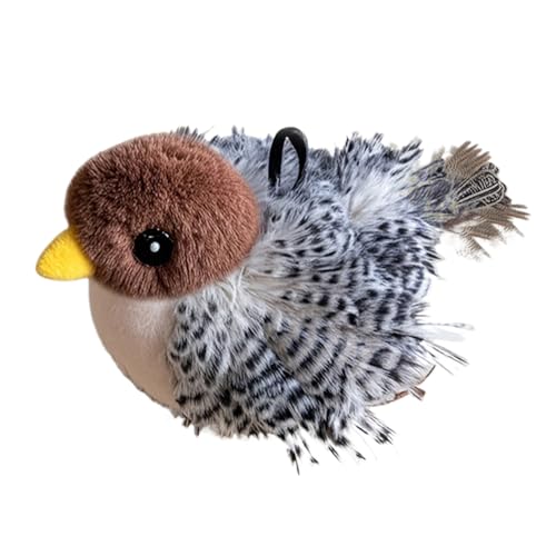 Genérico de pájaro para gatos - Diseño interactivo de peluche suave, relleno de gato, accesorio de alas batientes, atractivo para | Pájaro de peluche suave para gatos,