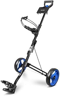 SereneLife 2 Wheel Golf Push Cart - Lightweight Folding Walking Push Cart Roller Golf Bag Holder Upper/Lower Bracket w/Elastic Strap, Bag Storage Holder SLGZX3