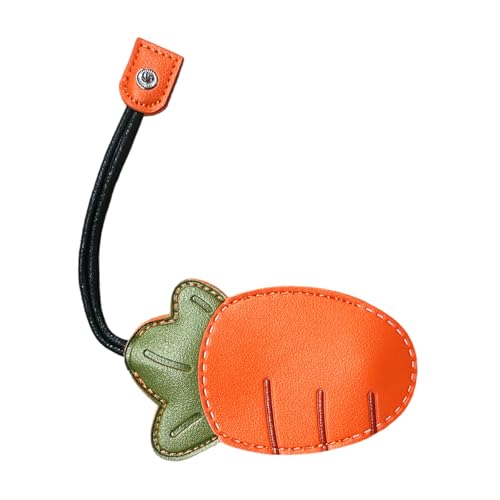 KPFILEH Cute Car Keychain Holder Pull-Out Leather Key Case Cover Kawaii Keychain Protective Bag(Carrot)