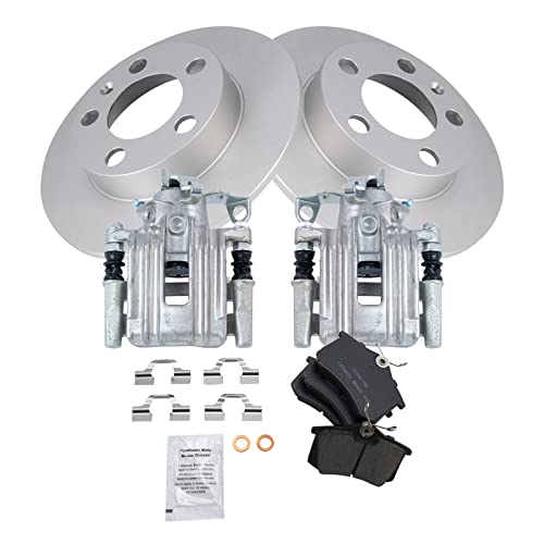 Image of TRQ Rear Brake Pad and Rotor Set Ceramic G Coated Solid Rotors Calipers