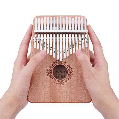 Wellerly 17 Key Kalimba Thumb Piano - Mbira Likembe Sanza Finger Piano - Superior Mahogany Made - Portable Marimba Musical Instrument Gifts For Kids And Adult Beginners To Professionals - Wood Color #TOP1