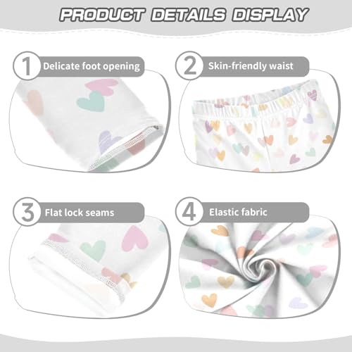 Pastel Colorful Hearts Girls Leggings,Workout Leggings for Girls Toddler Athletic Leggings Size for 3-10T3