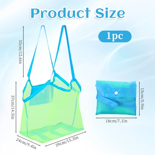 Large Mesh Beach Sand Bag, Extra Large Beach Storage Bags, Foldable Lightweight Mesh Net Pool Storage Bag, Waterproof Sandproof Tote (15 × 9 × 14 in)2
