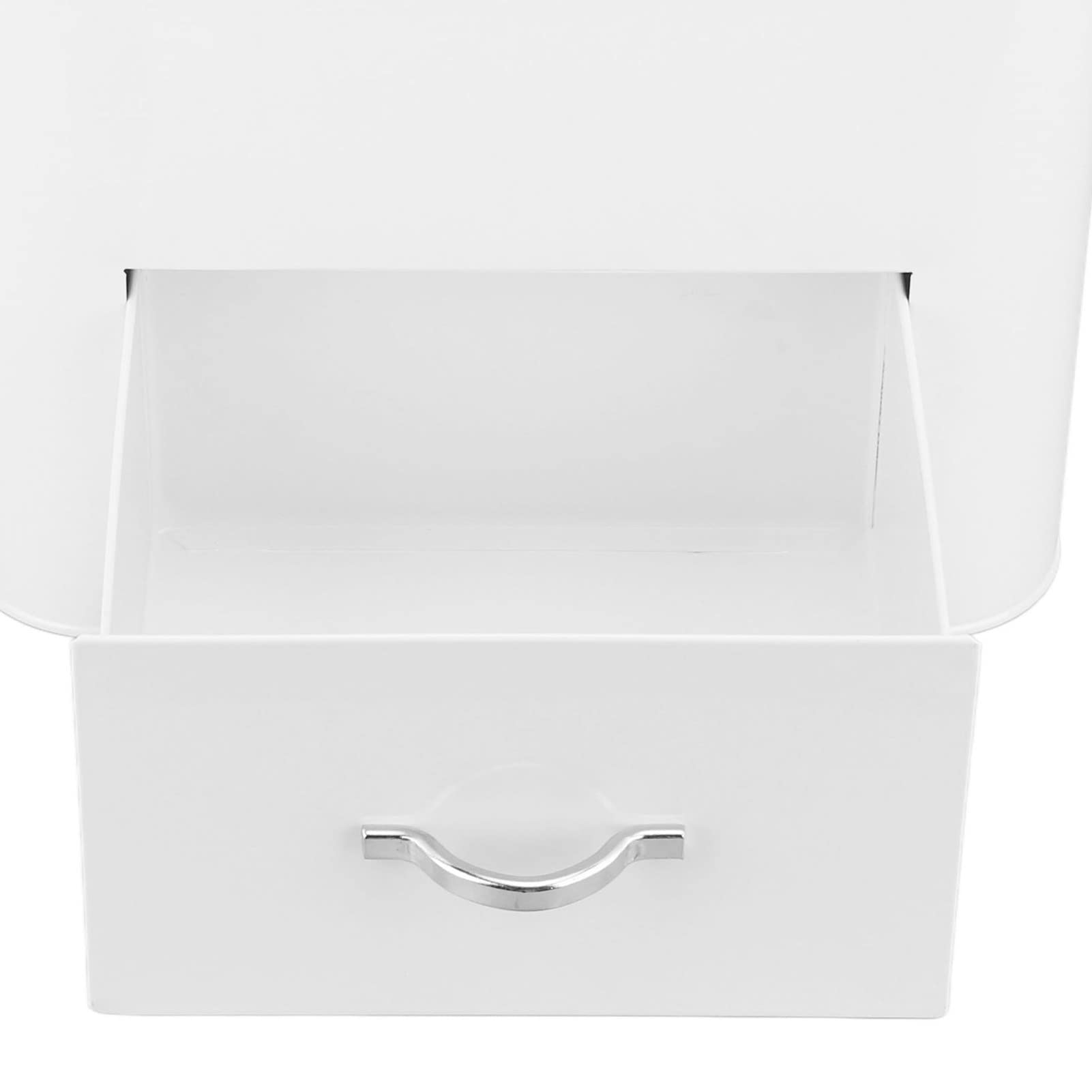 Caja de Pan de Hierro Grande con 2 Estantes, Almacenamiento Extra Grande para Pan y Productos Horneados, Blanco Lechoso