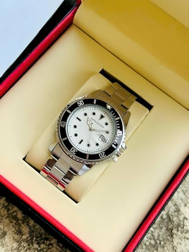 Image of AMERICANVIBER Luxury Diver Watch with Green Dial, Stainless Steel Band, Date Display, Quartz Movement
