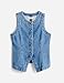 Rseoutlh Women's Denim Vest Sleeveless Button Down Casual Jean Crewneck Waistcoat Denim Top(Blue-XS)