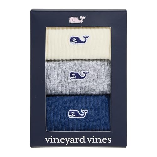 vineyard vines Classic Whale Athletic 3-Pack Socks, Prussian Blue, onesz2