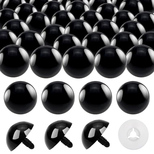TOAOB 24pcs 30mm Large Black Plastic Safety Eyes for Amigurumis with Washers Craft Crochet Eyes for Crocheting Stuffed Animals Crocheting Crafts Doll Making