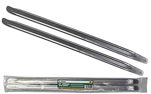 YARDMAN Tyre Levers Set of 2 – 24 Inch Heavy Duty Carbon Steel Multifunctional Tyre Lever for Car, Motorcycle, Truck – Chrome Plated Finish with Hot Forged Ends – Ideal for Home, Professional Use